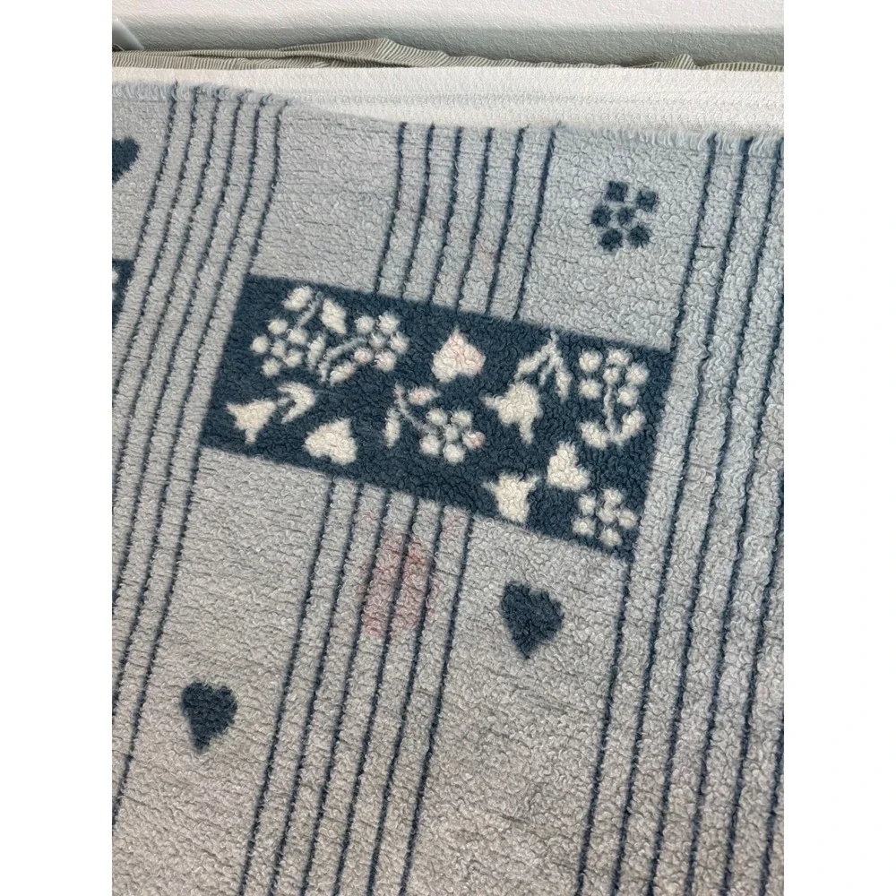 Vintage Ibena West Germany Goose Blanket Blue White Country Cottagecore 54x76